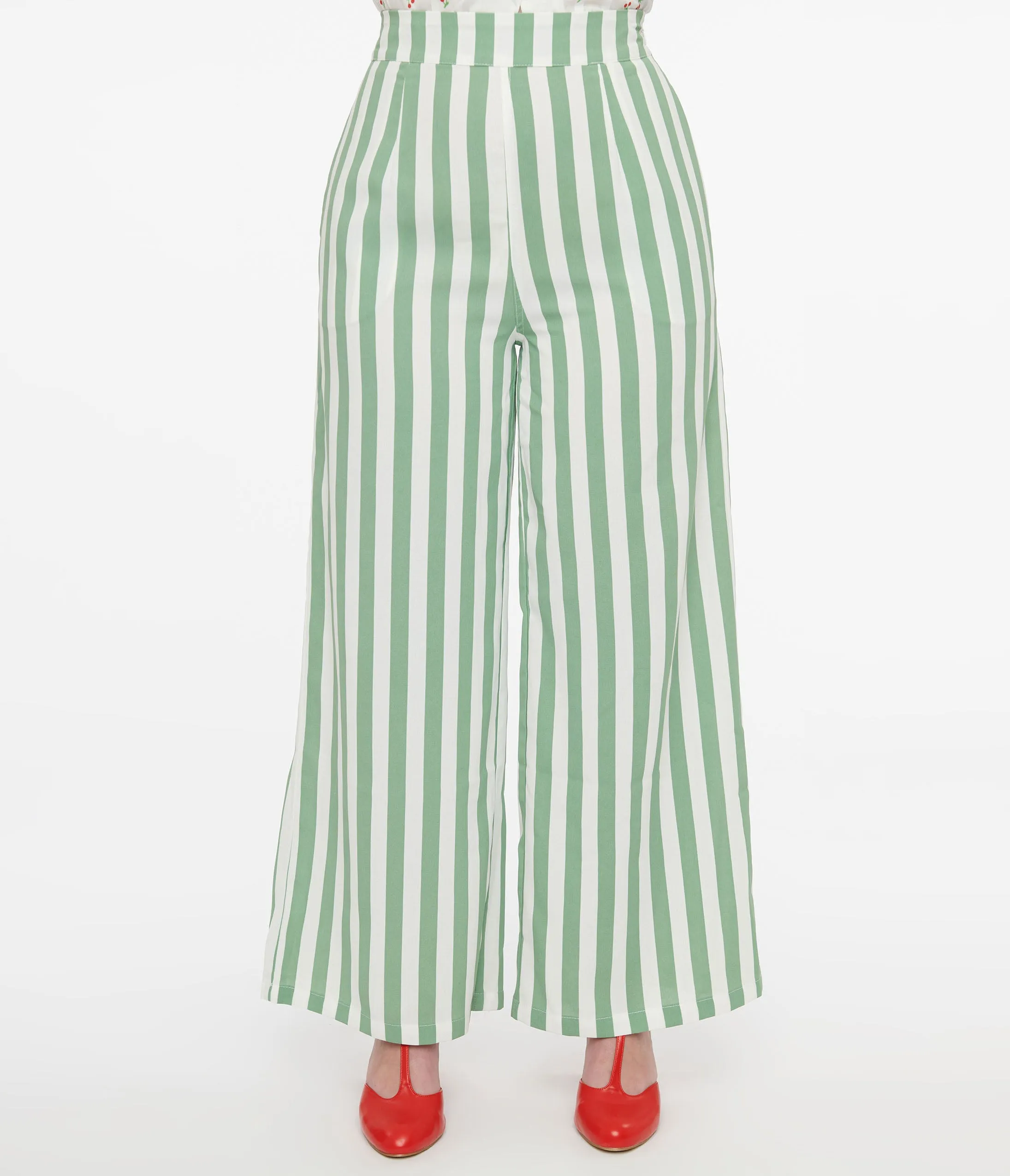 1940s Green & White Stripe Sally Trousers