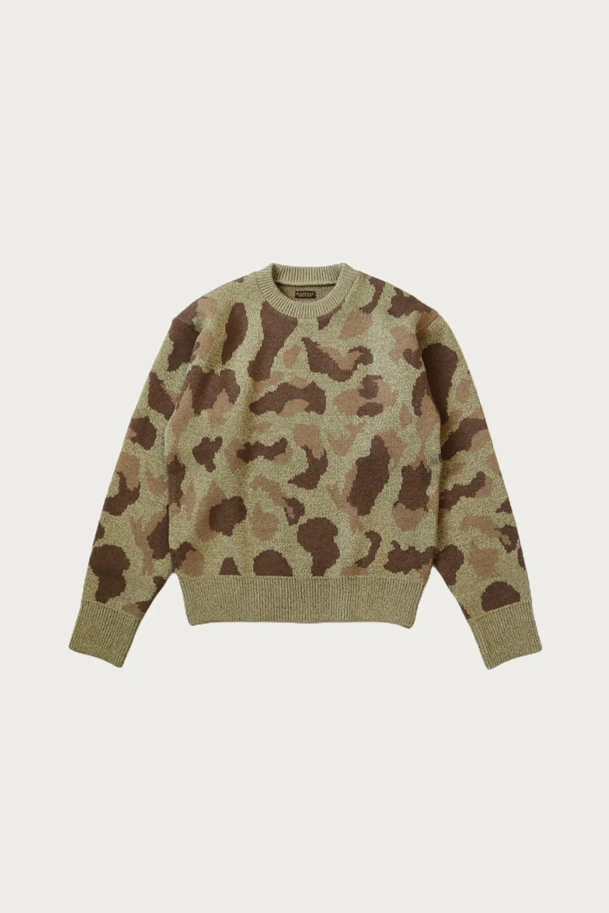 5G Camo Knit Vintage Crew Sweater - Khaki