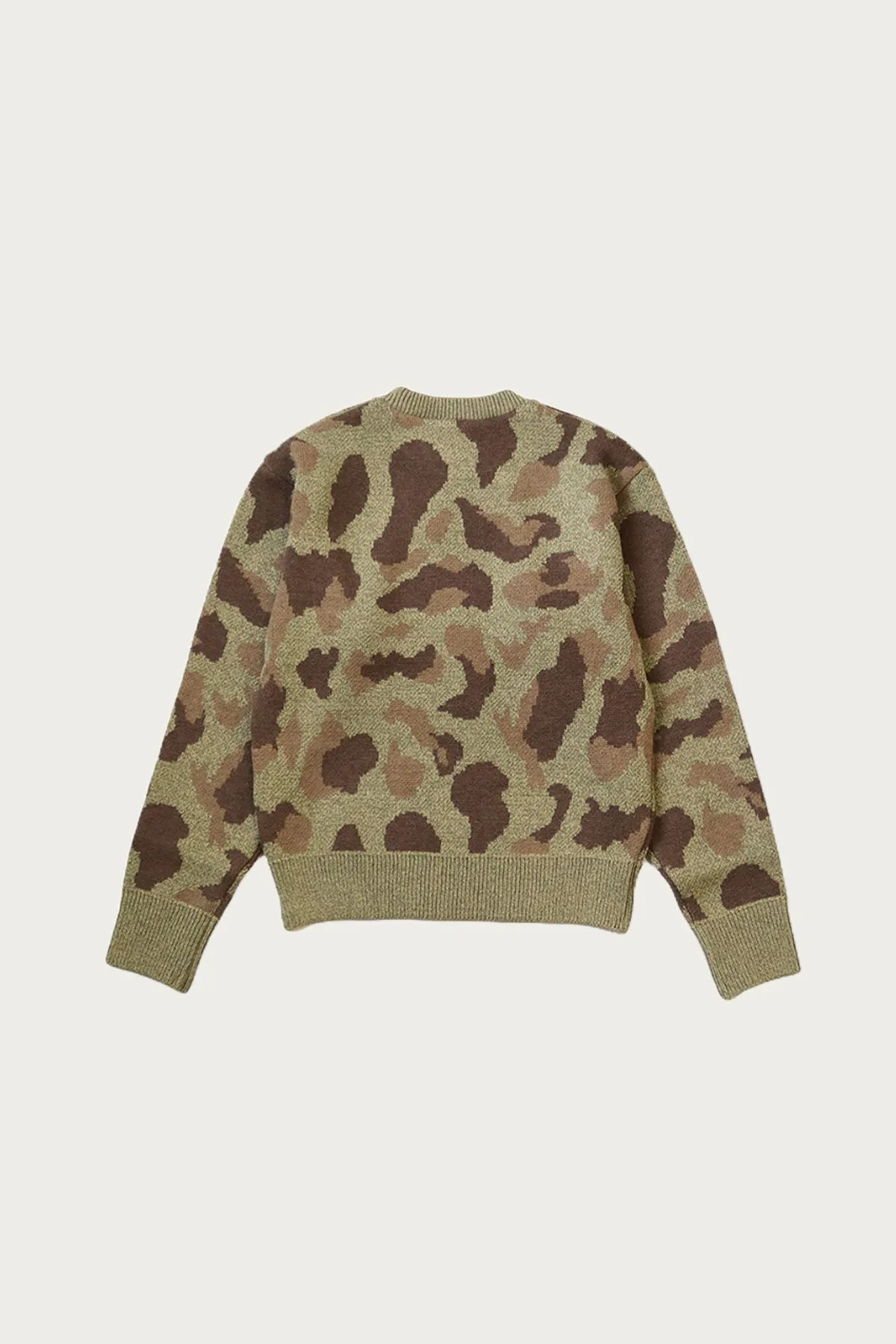 5G Camo Knit Vintage Crew Sweater - Khaki