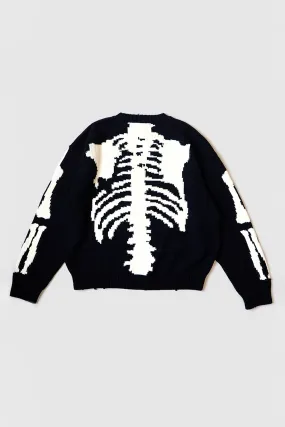 5G Cotton Knit BONE Crew Sweater - Black