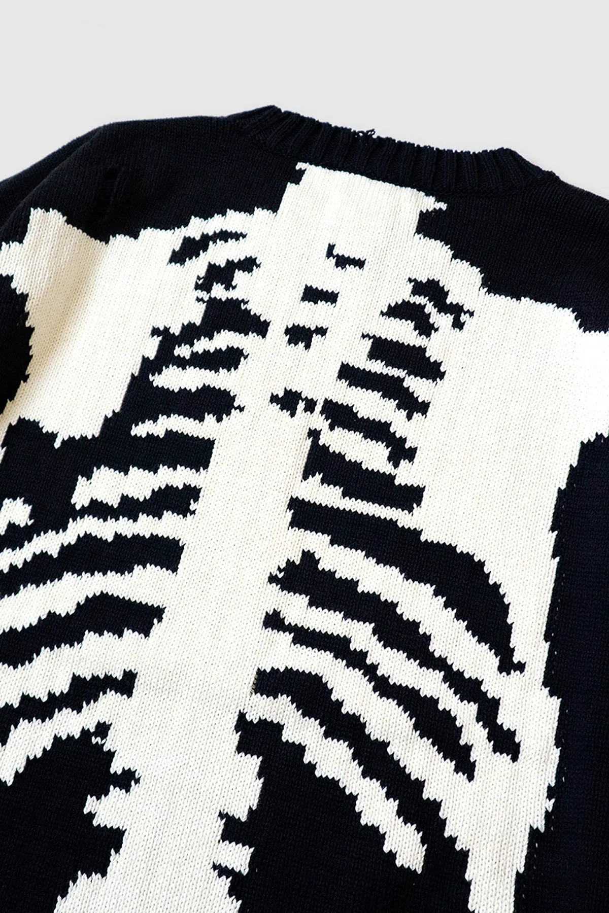 5G Cotton Knit BONE Crew Sweater - Black