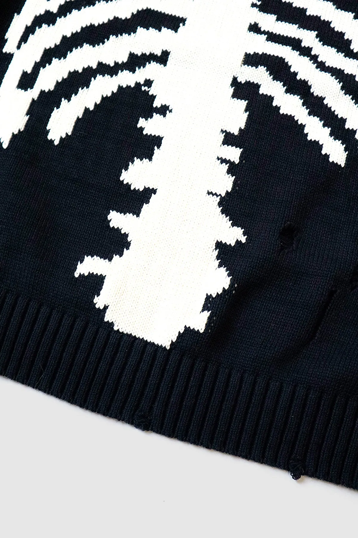 5G Cotton Knit BONE Crew Sweater - Black