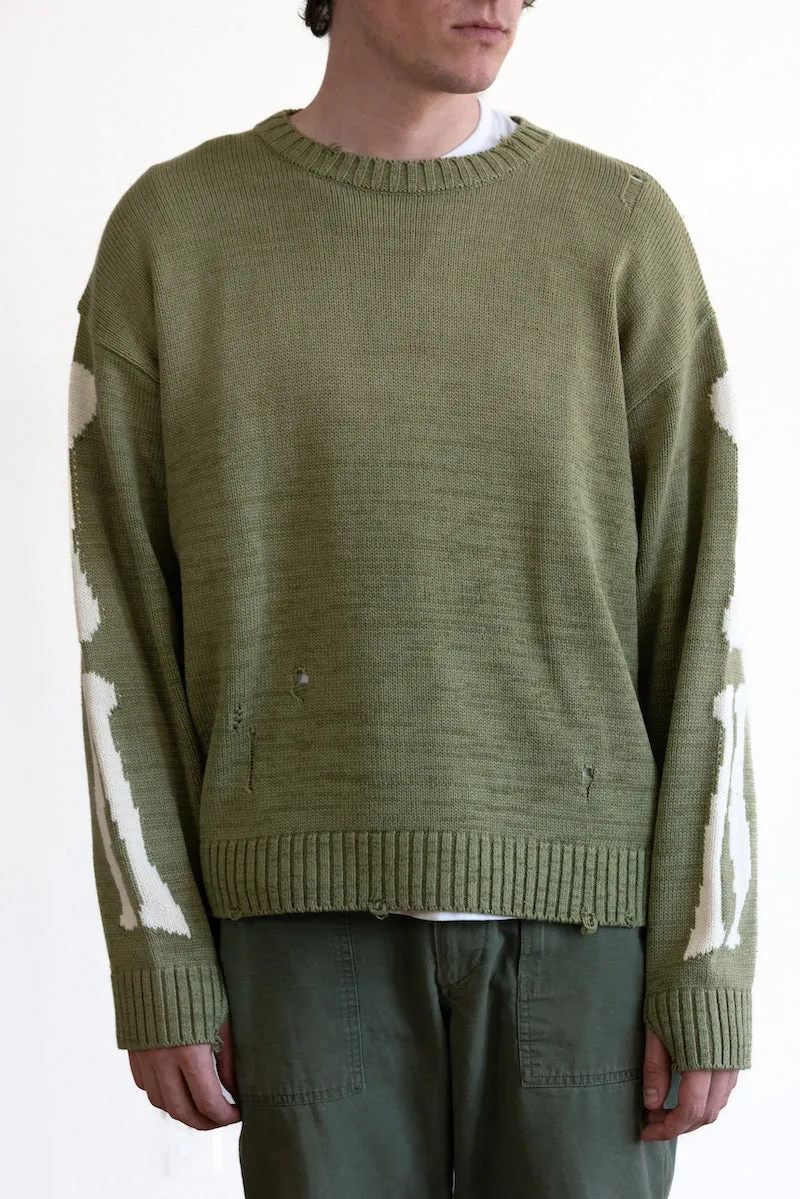 5G Cotton Knit BONE Crew Sweater - Khaki