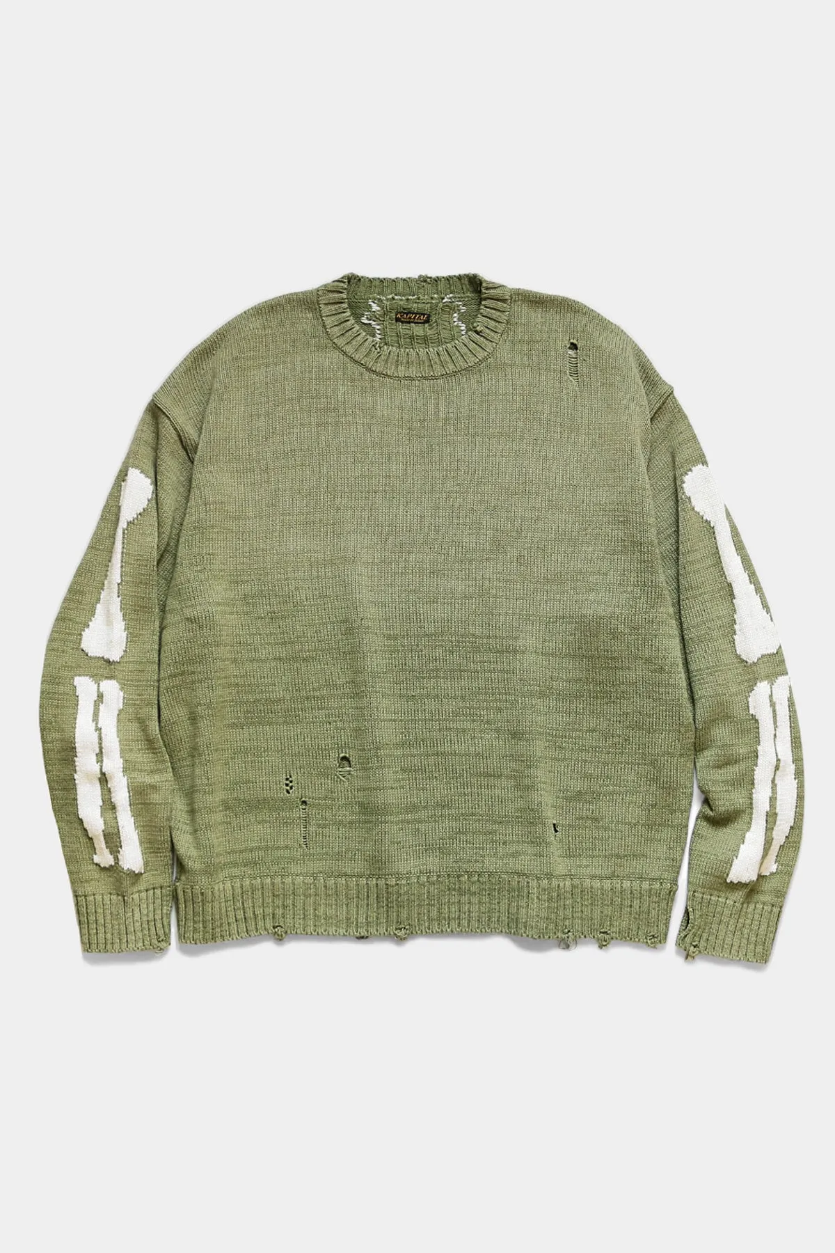 5G Cotton Knit BONE Crew Sweater - Khaki