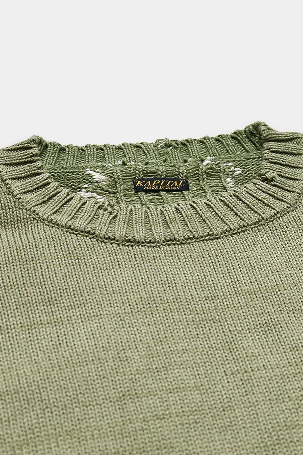 5G Cotton Knit BONE Crew Sweater - Khaki