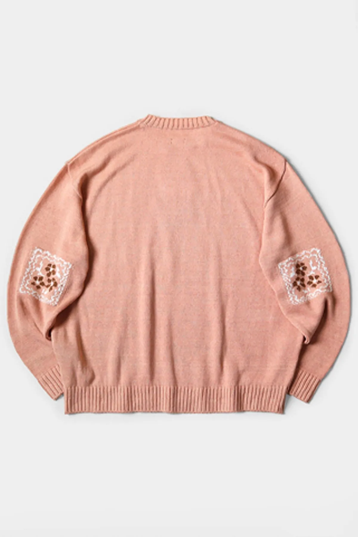 5G Cotton Knit PECKISH RAINBOWY Crew Sweater - Pink