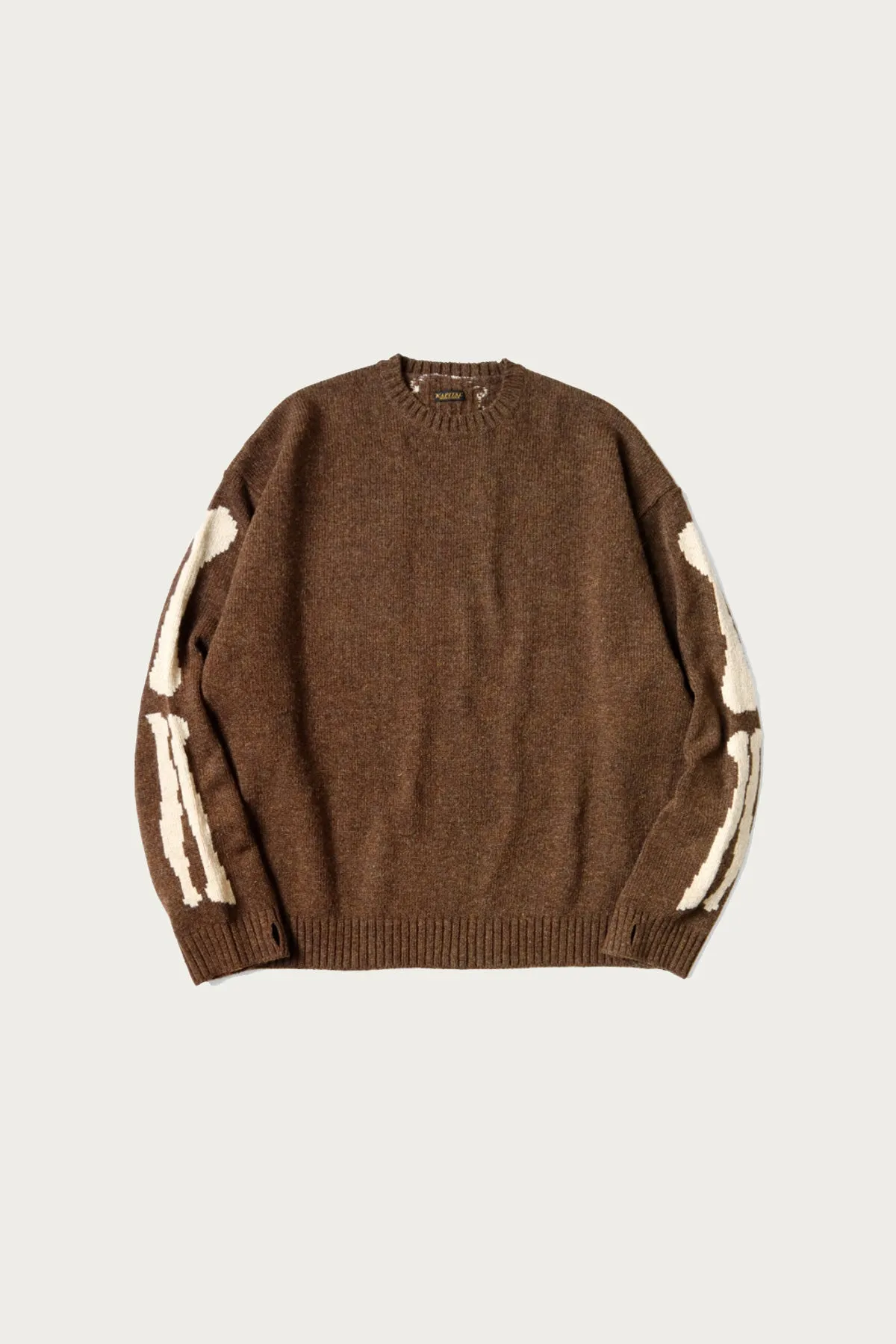 5G Wool BONE Crew Sweater - Brown