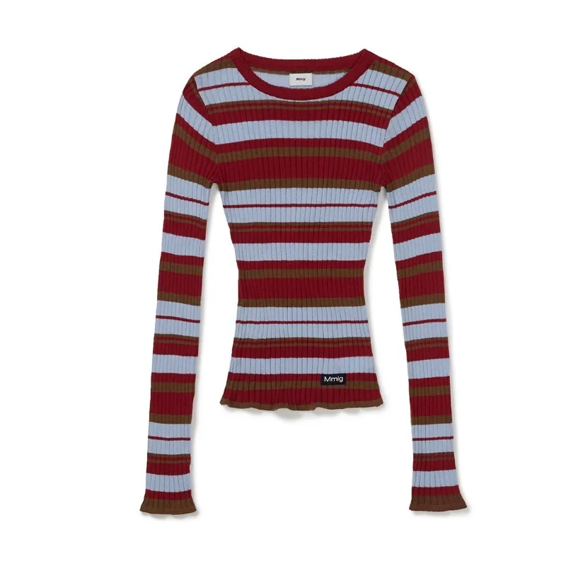 87MM  |Crew Neck Stripes Casual Style Street Style U-Neck