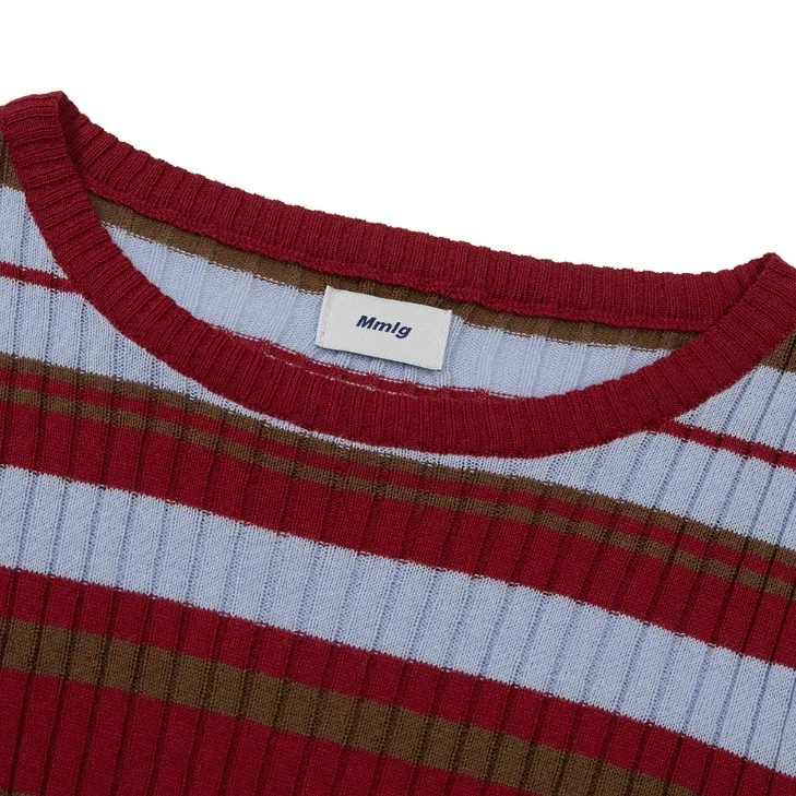 87MM  |Crew Neck Stripes Casual Style Street Style U-Neck