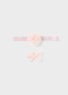 9727 - Headband & clip set for newborn girl - Nude