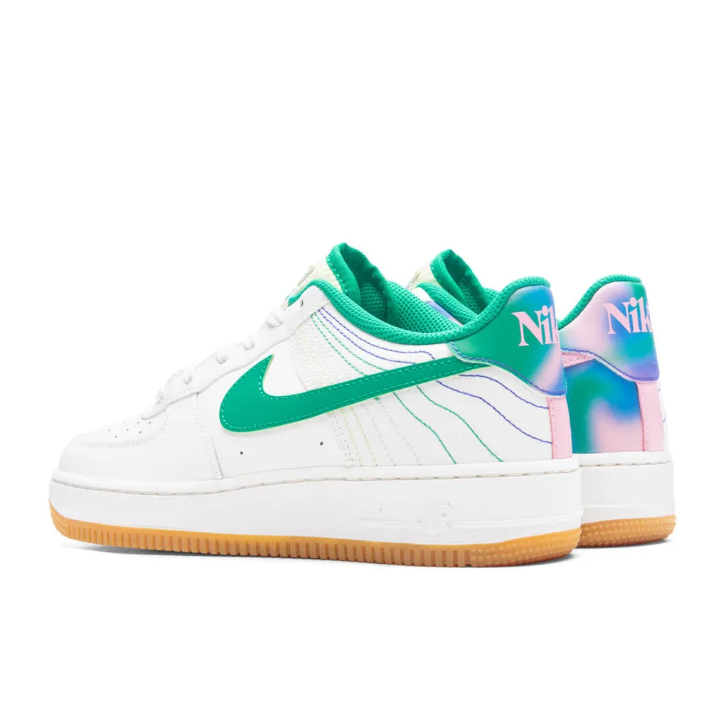 Air Force 1 (GS) 'Heel Stich' - Sail/Stadium Green/Med Soft Pink