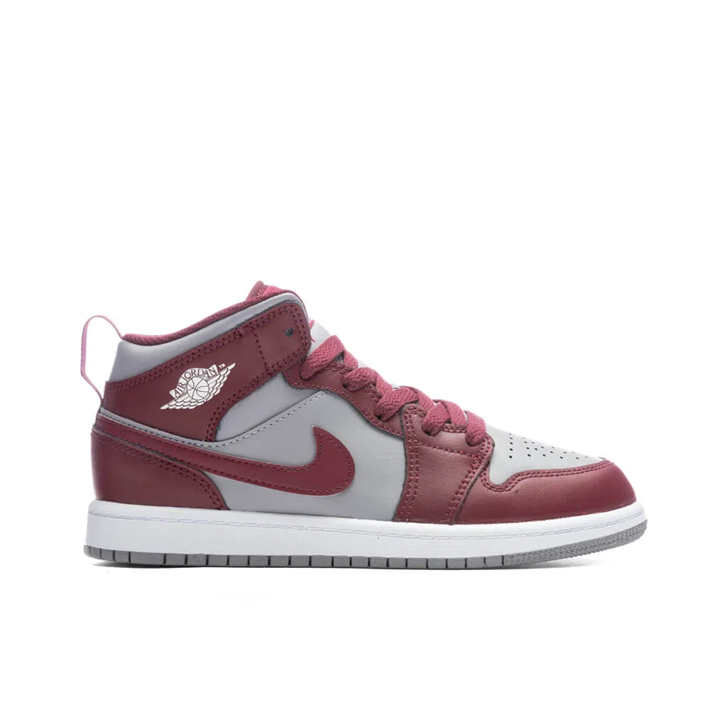 Air Jordan 1 Mid (PS) - Cherrywood Red/White/Cement Grey