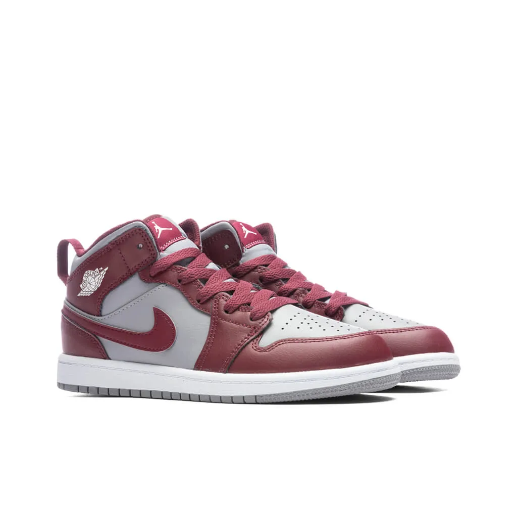 Air Jordan 1 Mid (PS) - Cherrywood Red/White/Cement Grey