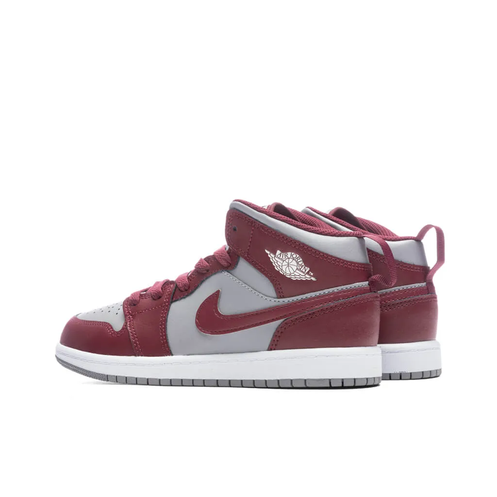 Air Jordan 1 Mid (PS) - Cherrywood Red/White/Cement Grey