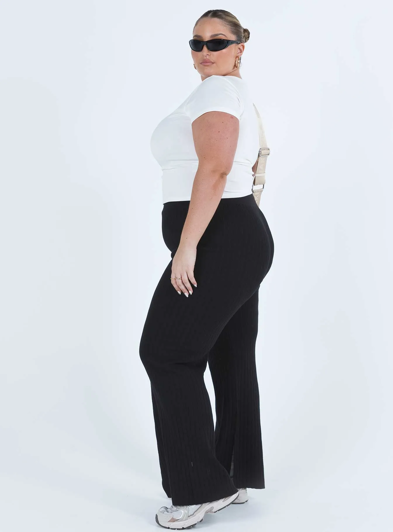 Allen Ribbed Pants Black Curve