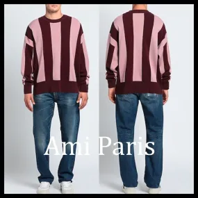 AMI PARIS  |Pullovers Unisex Street Style U-Neck Long Sleeves Plain