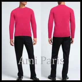 AMI PARIS  |Pullovers Unisex Wool Street Style U-Neck Long Sleeves Plain