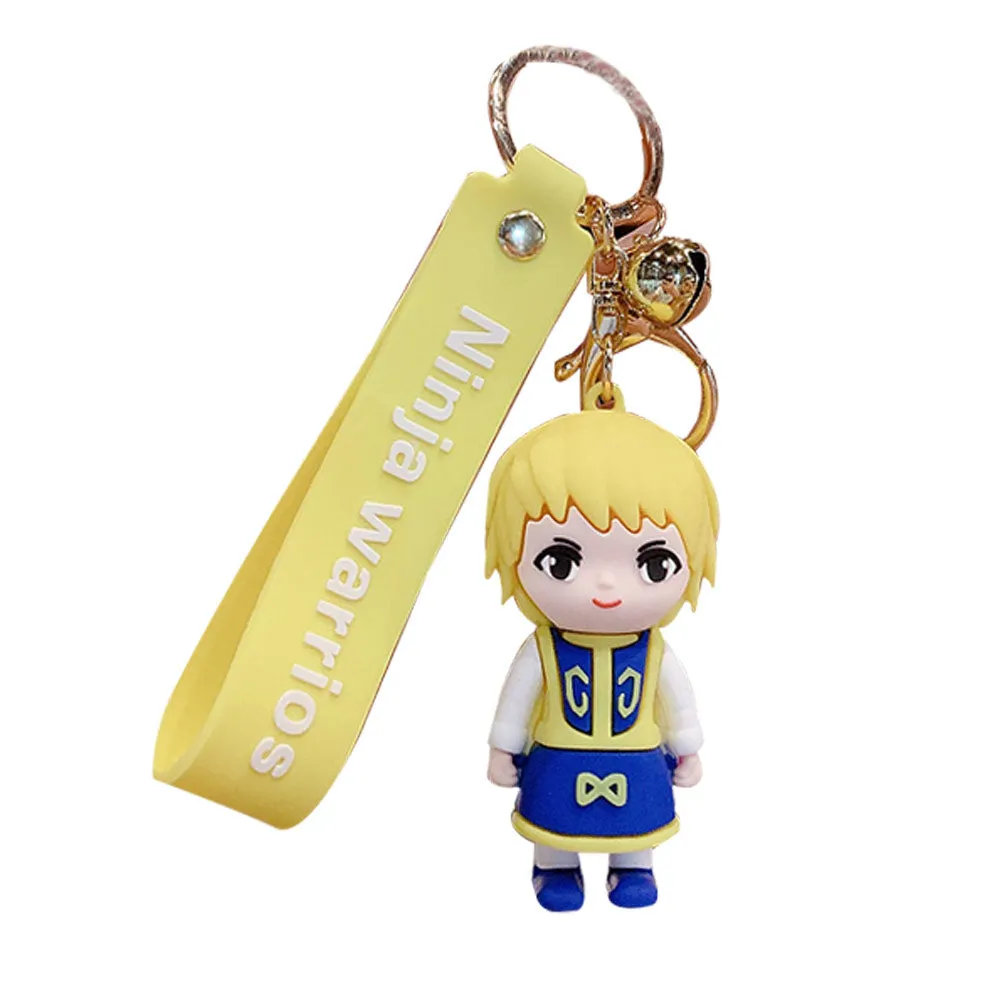 Anime Hunter X Hunter Keychain Cartoon Hisoka Kurapika Killua Cosplay Key Rings Lanyard Car Accessories Silicone Jewelry Toys 3P