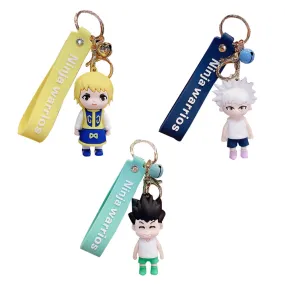 Anime Hunter X Hunter Keychain Cartoon Hisoka Kurapika Killua Cosplay Key Rings Lanyard Car Accessories Silicone Jewelry Toys 3P