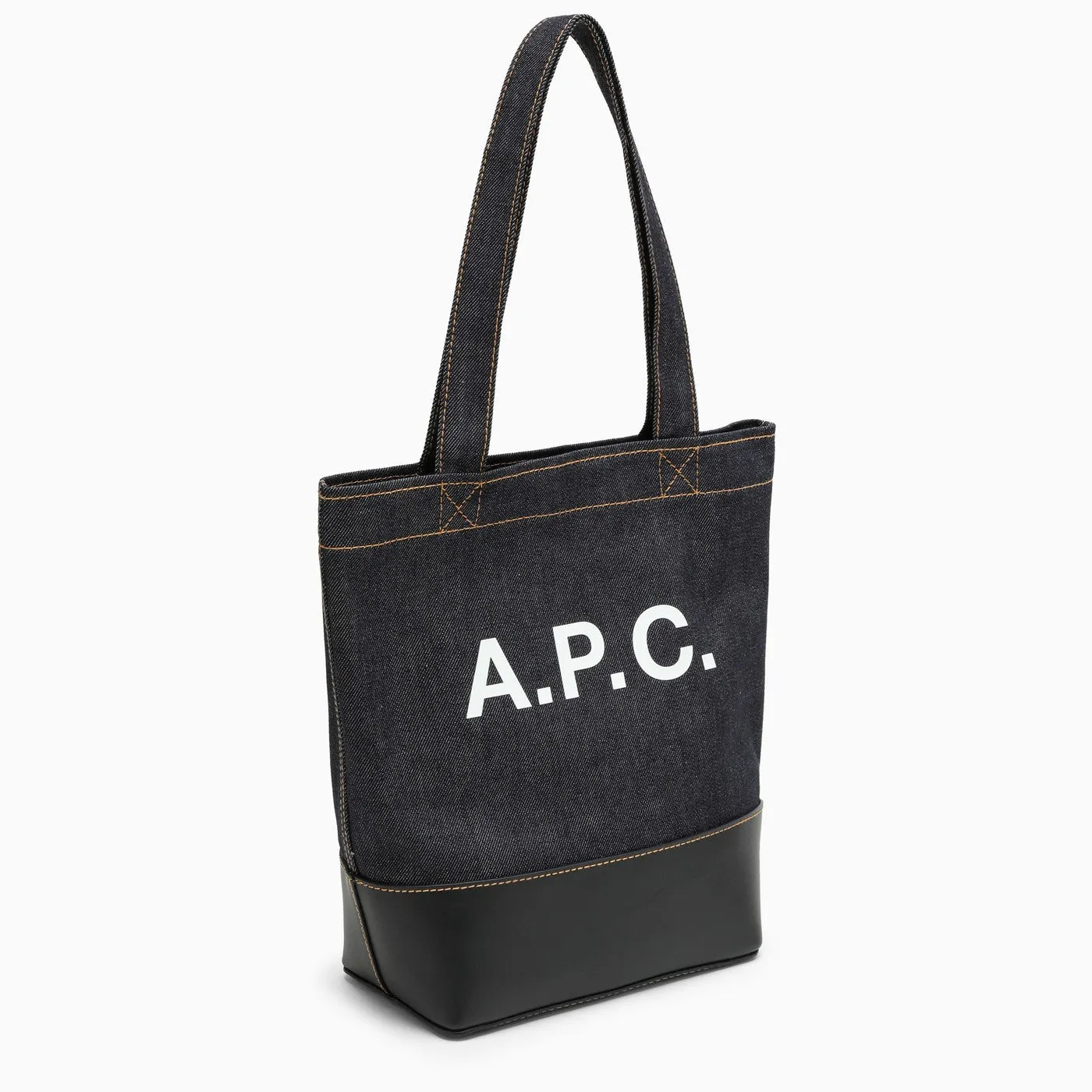 A.P.C.    A.P.C. Axel Navy Blue Small Cotton Tote Bag With Logo