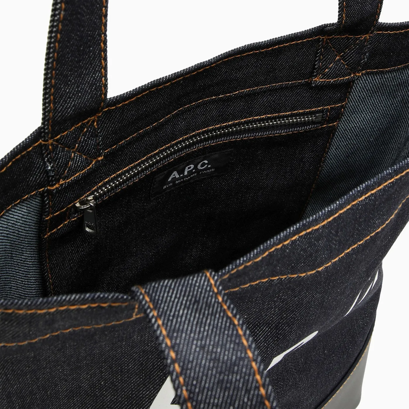 A.P.C.    A.P.C. Axel Navy Blue Small Cotton Tote Bag With Logo