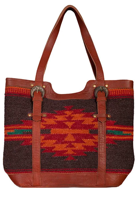 Arizona Sunset Aztec Print Woven Saddle Blanket Tote Bag Purse