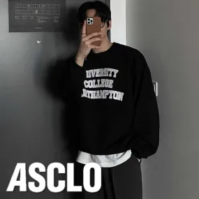 ASCLO  |Crew Neck Pullovers Unisex Sweat Street Style Long Sleeves