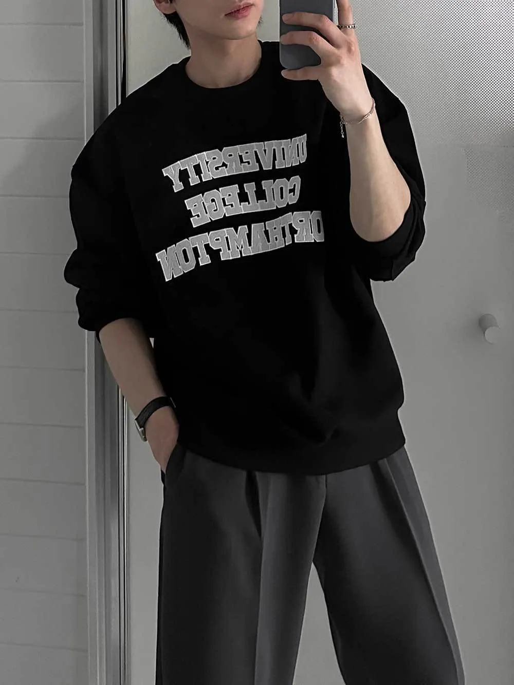 ASCLO  |Crew Neck Pullovers Unisex Sweat Street Style Long Sleeves