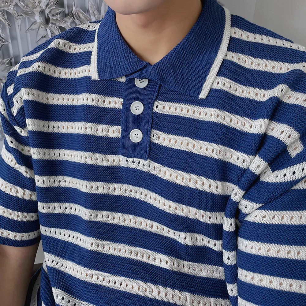 ASCLO  |Pullovers Stripes Unisex Street Style Short Sleeves