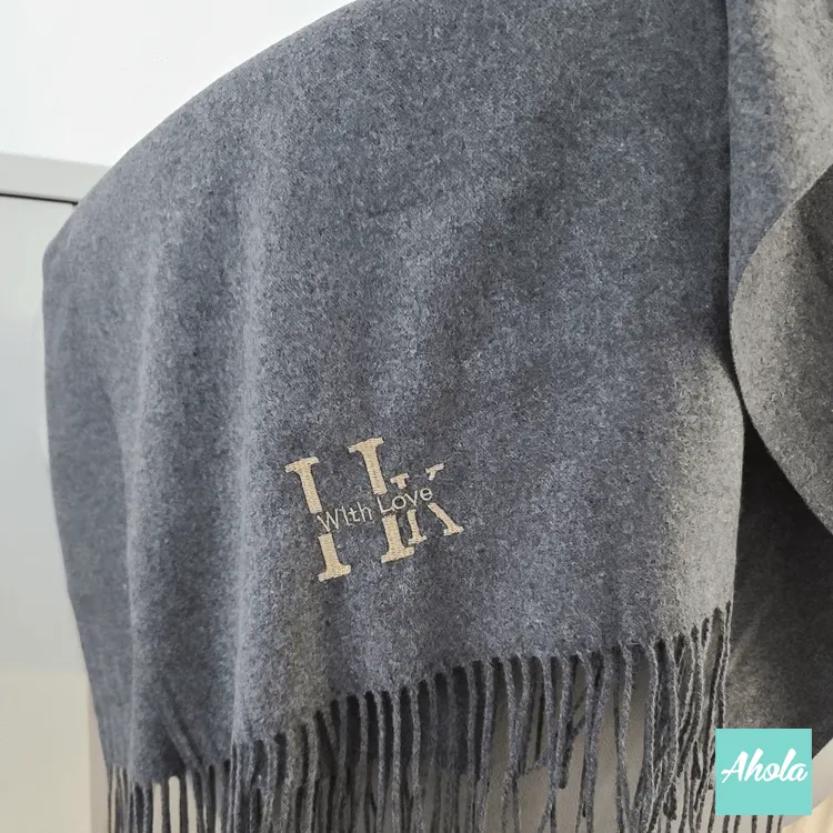 【Asos】Embroidery name/phrase Cashmere silk scarf 繡英文字母/ 字句蚕絲羊絨圍巾