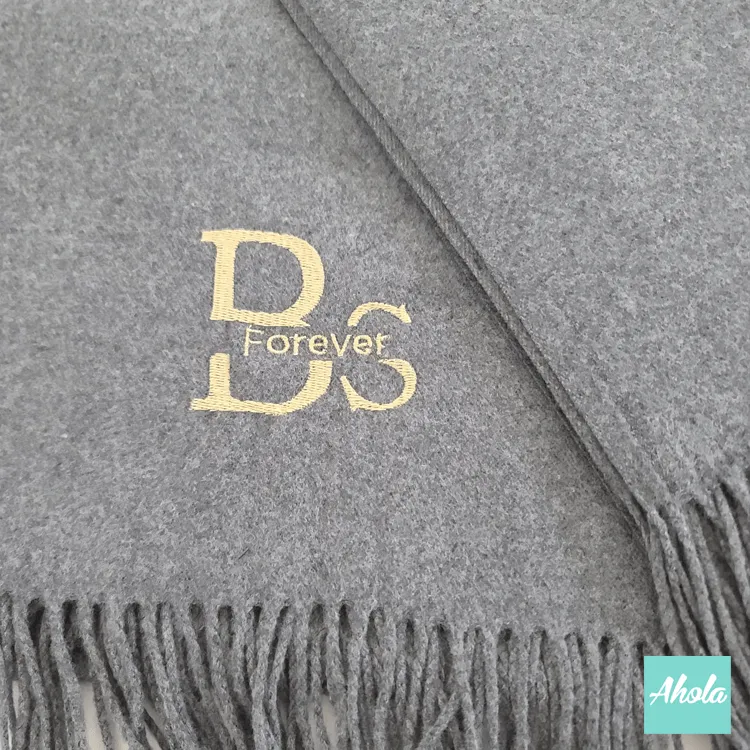 【Asos】Embroidery name/phrase Cashmere silk scarf 繡英文字母/ 字句蚕絲羊絨圍巾