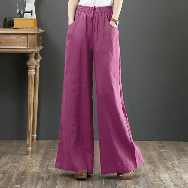 Autumn Wide Leg Pants Elegant Women High Waist Solid Flare Pants