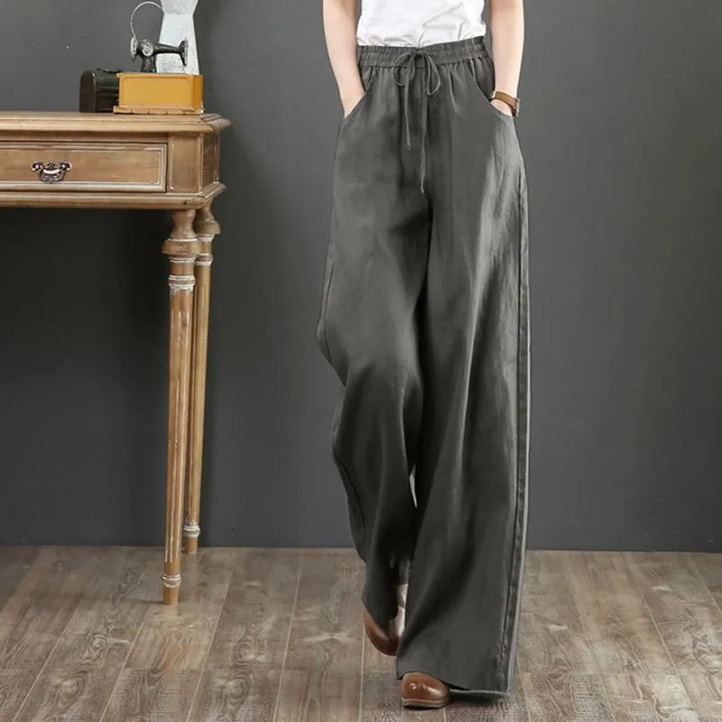 Autumn Wide Leg Pants Elegant Women High Waist Solid Flare Pants