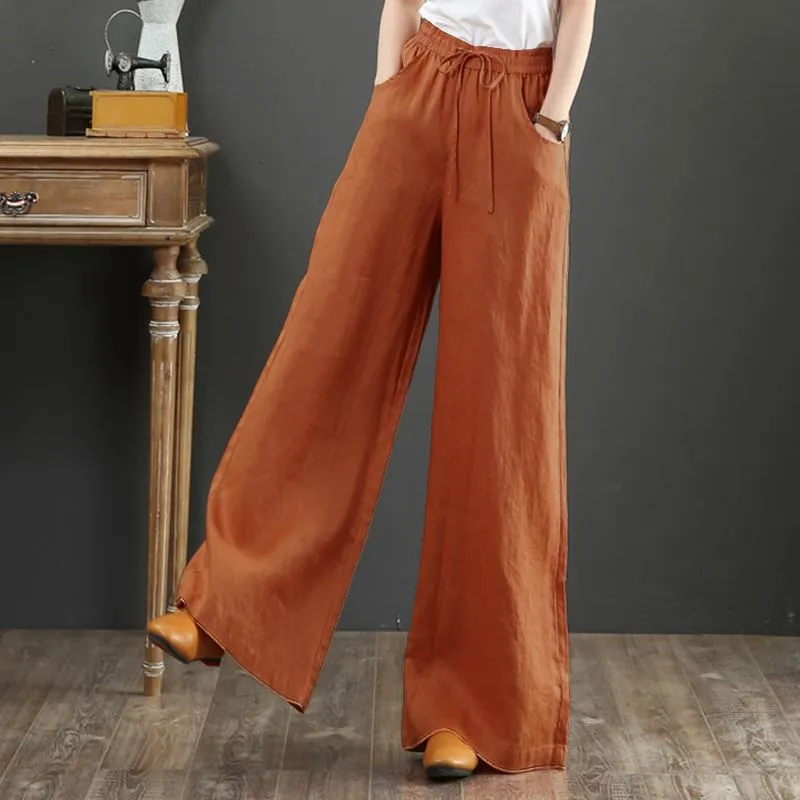 Autumn Wide Leg Pants Elegant Women High Waist Solid Flare Pants