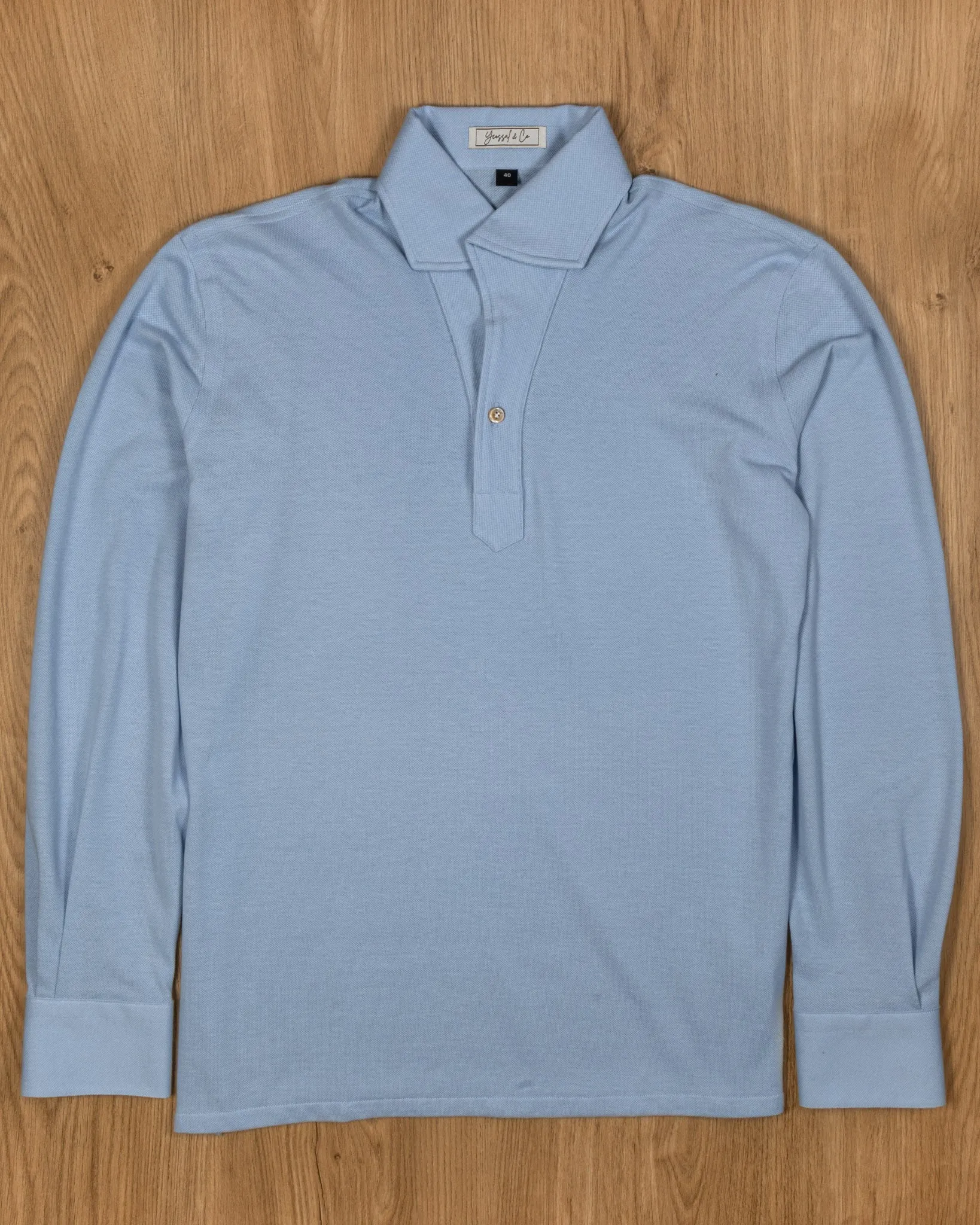 Baby Blue Stretch-Cotton Pique Polo Shirt MFC0005