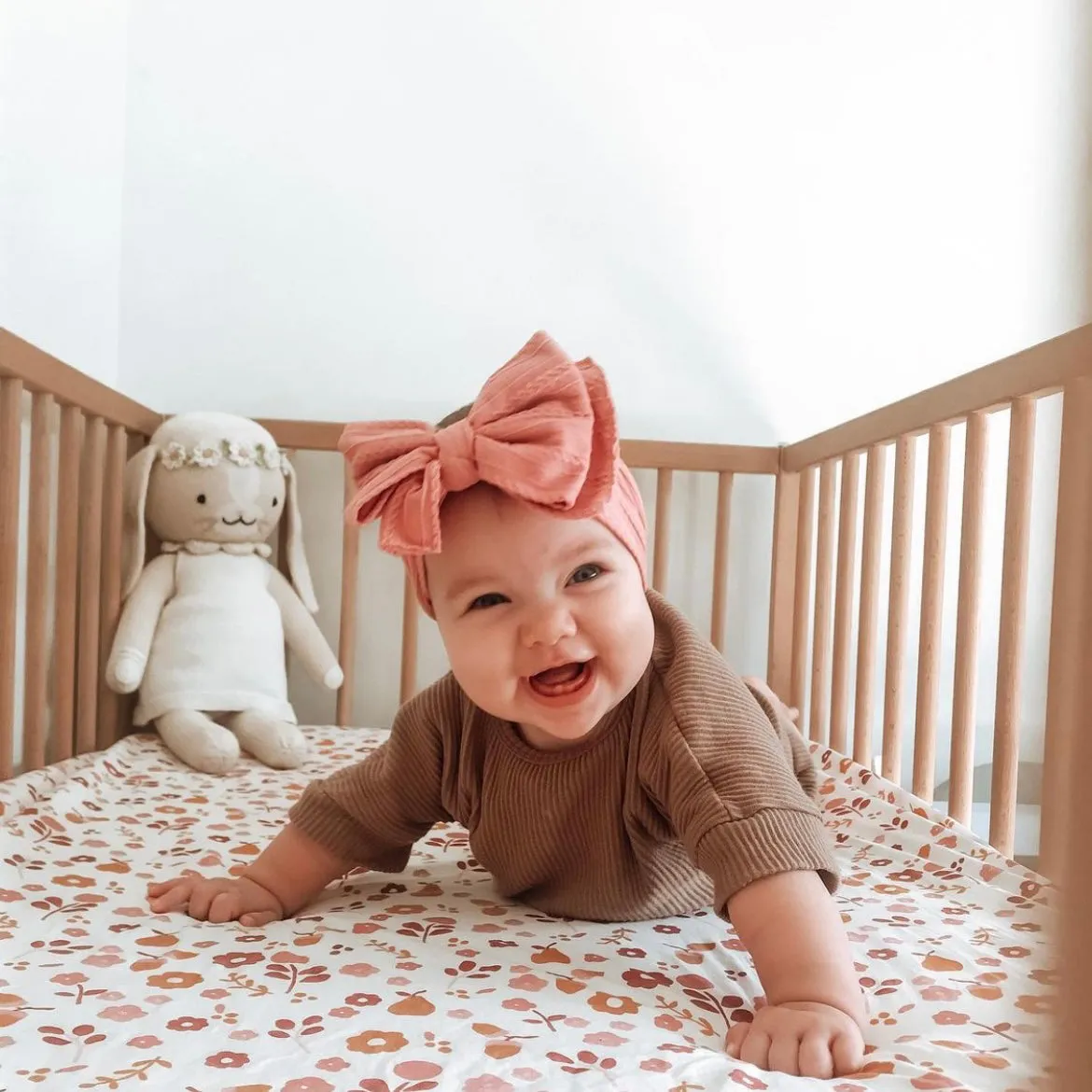 Baby Top Knot Double Bow Headband Chalk