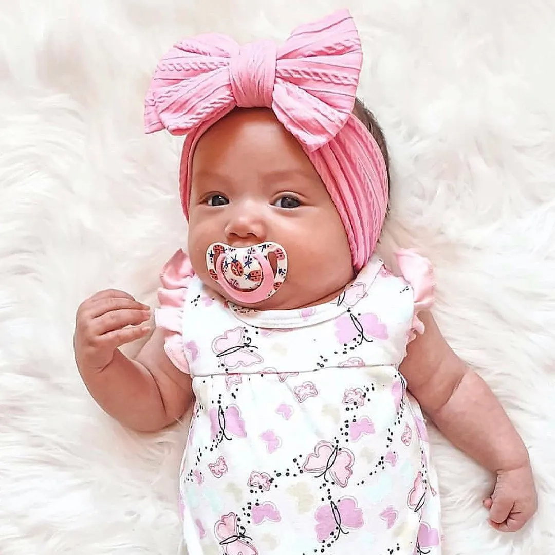 Baby Top Knot Double Bow Headband Chalk