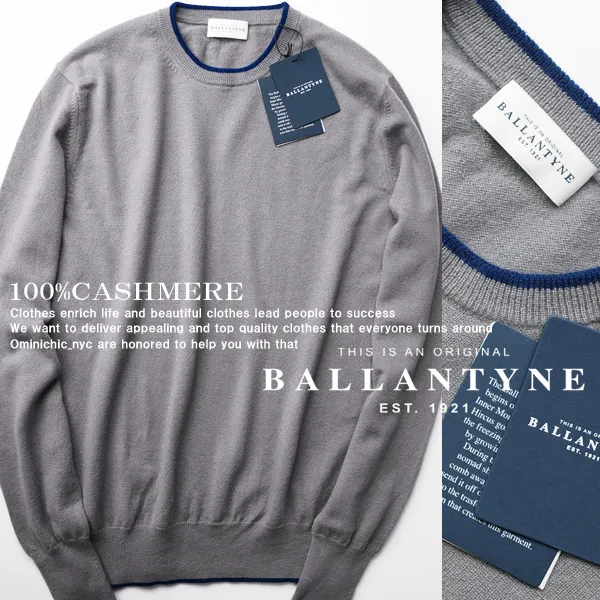 BALLANTYNE  |Crew Neck Pullovers Argile Unisex Wool Cashmere Fine Gauge