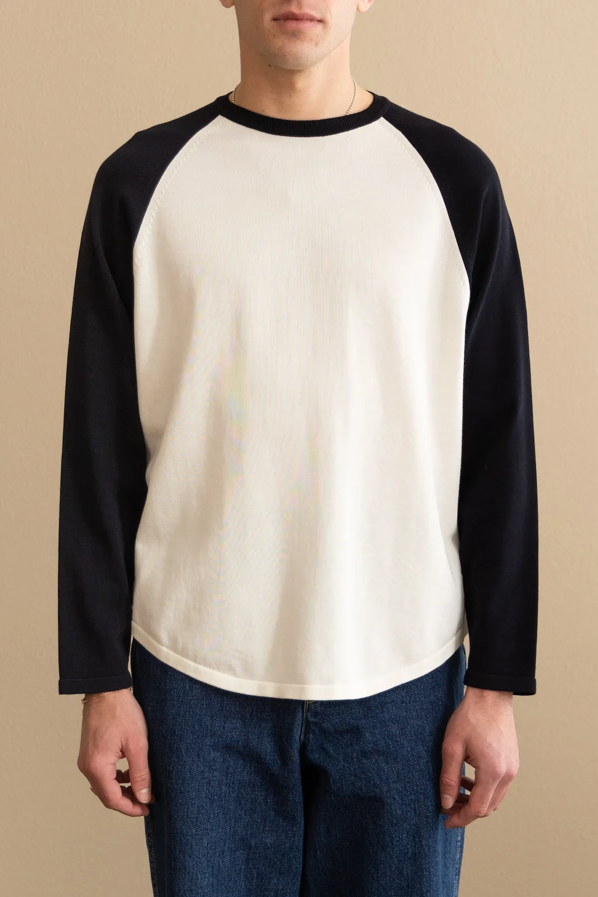 Baseball Sweater - White/Navy