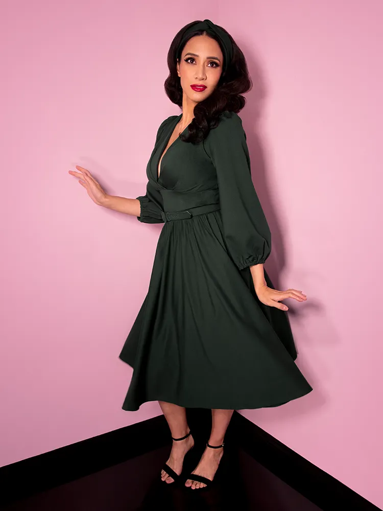 Bawdy Swing Dress in Hunter Green