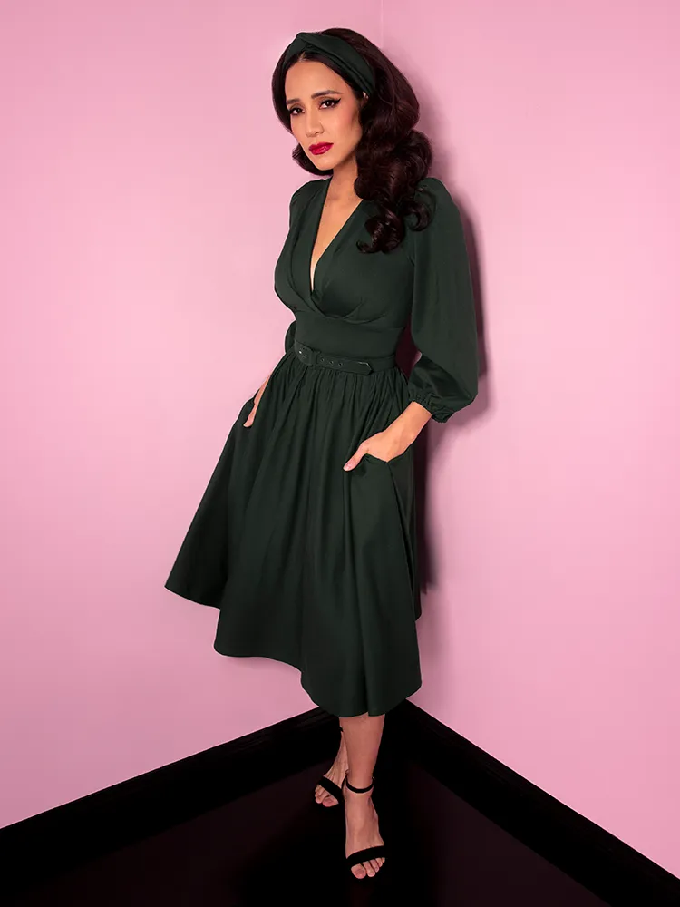 Bawdy Swing Dress in Hunter Green