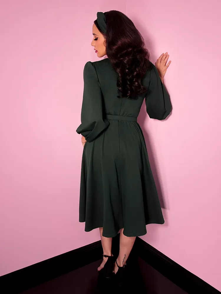 Bawdy Swing Dress in Hunter Green