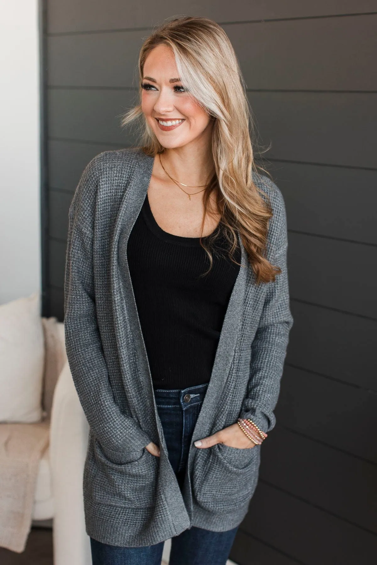 Believe In Dreams Knit Cardigan- Charcoal