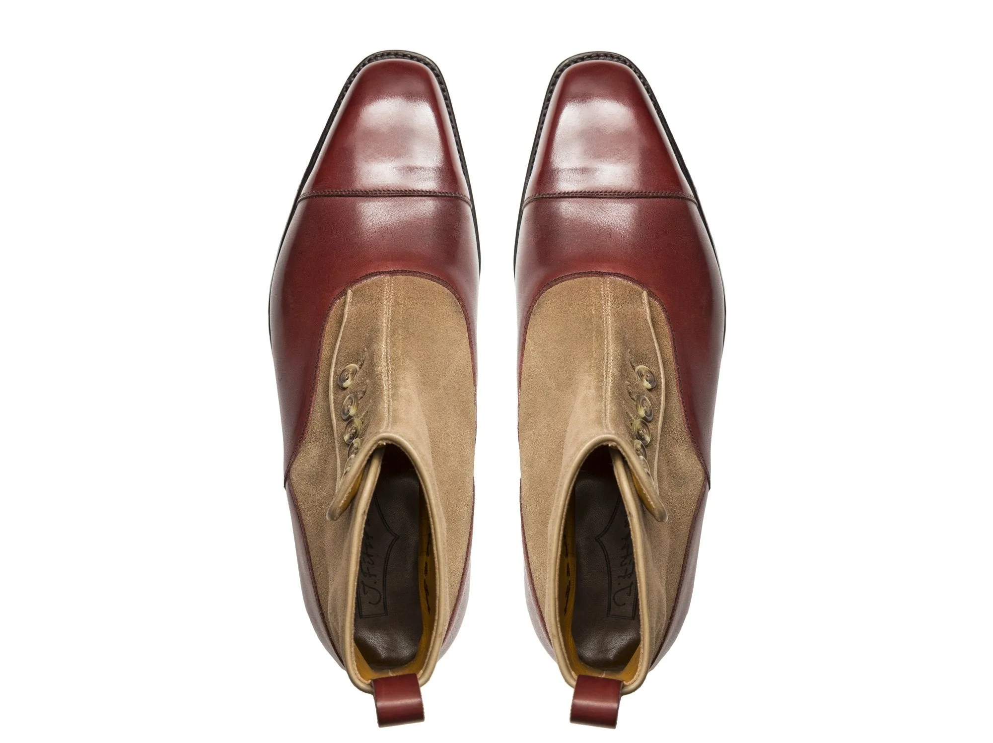 Bellevue - MTO - Burgundy Calf / Sand Suede - MGF Last - Natural Buttons - Single Leather Sole