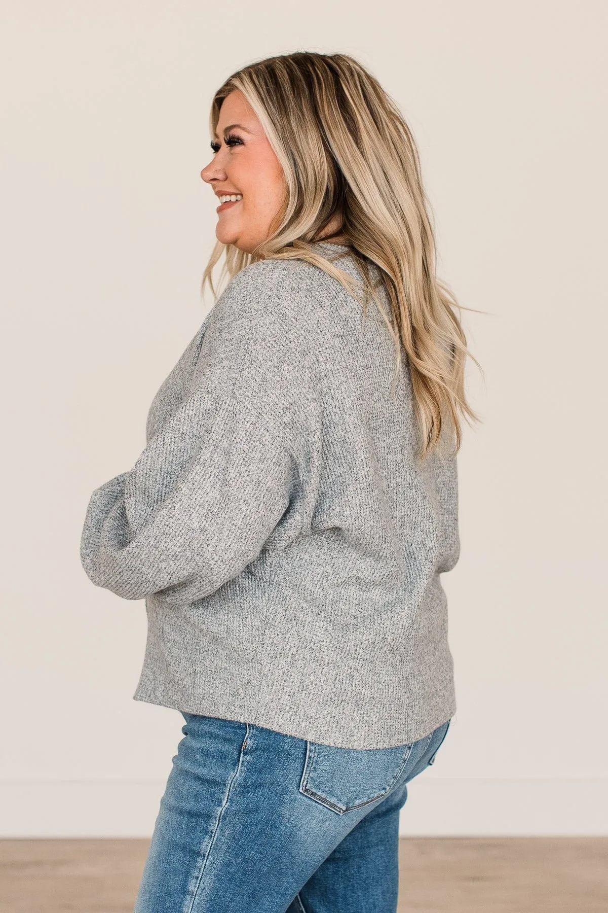 Better Days Knit Button Cardigan- Heather Grey