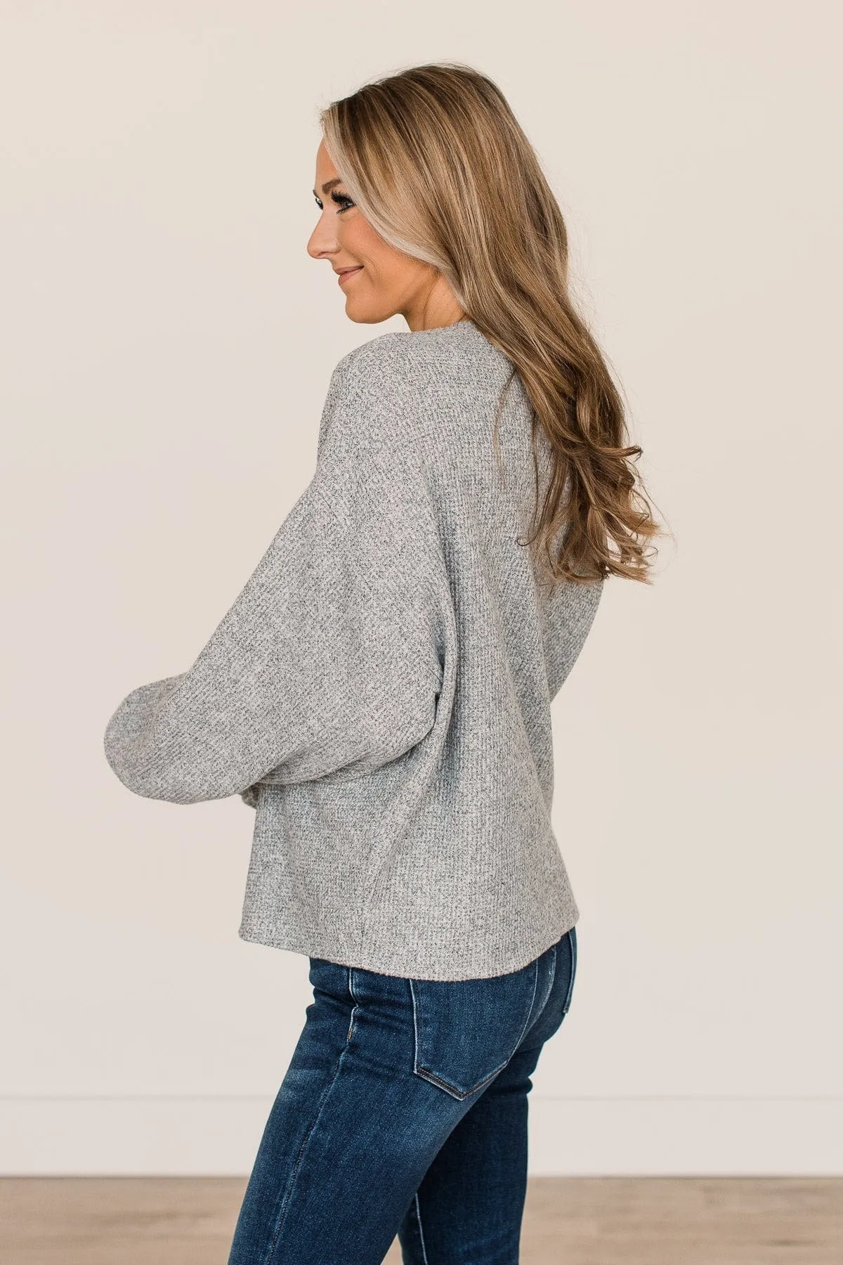 Better Days Knit Button Cardigan- Heather Grey