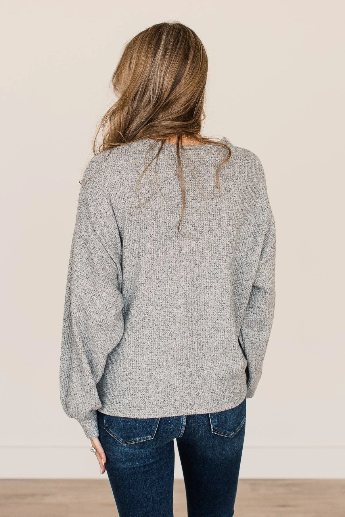 Better Days Knit Button Cardigan- Heather Grey