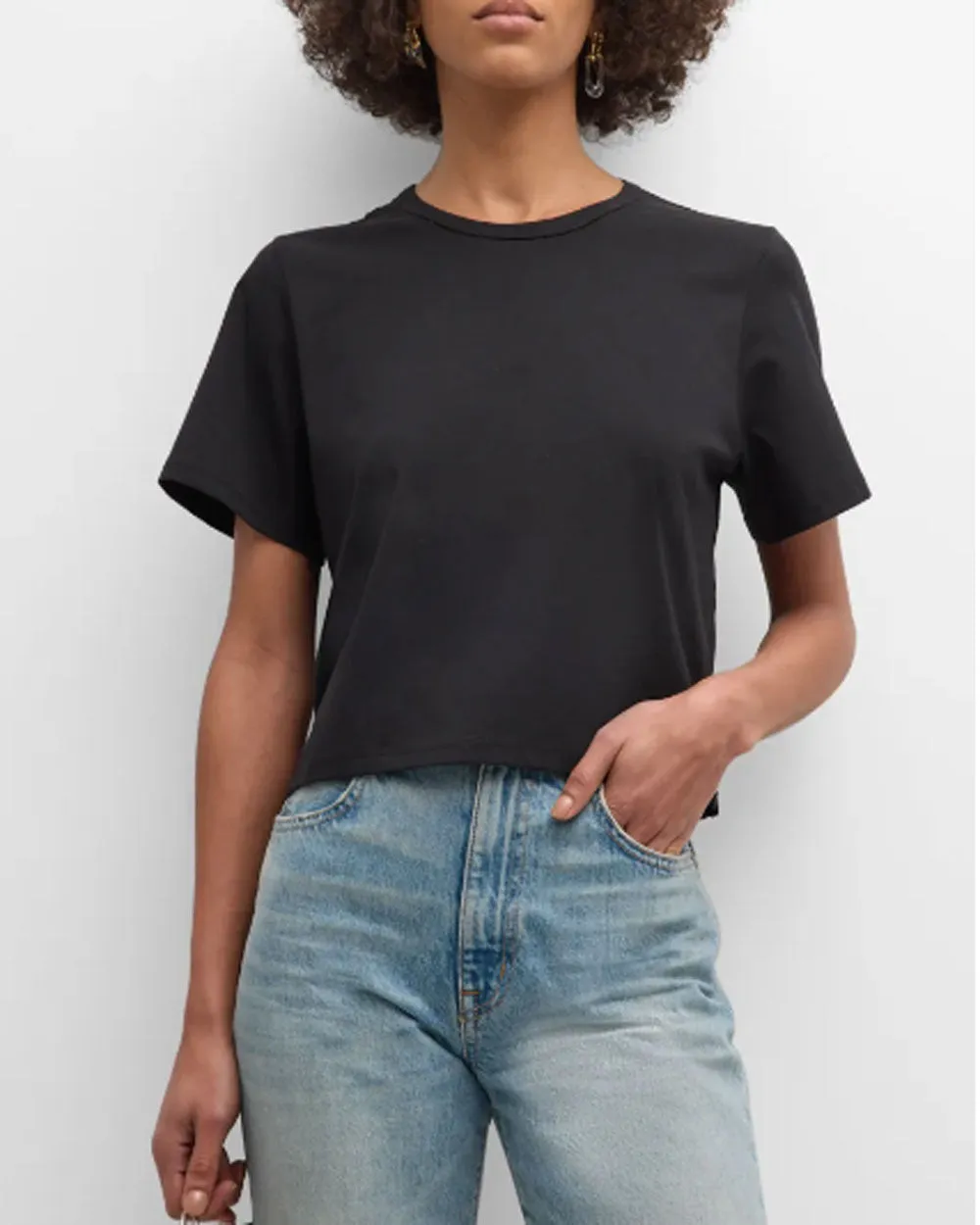 Black Julia Cropped Crewneck Tee