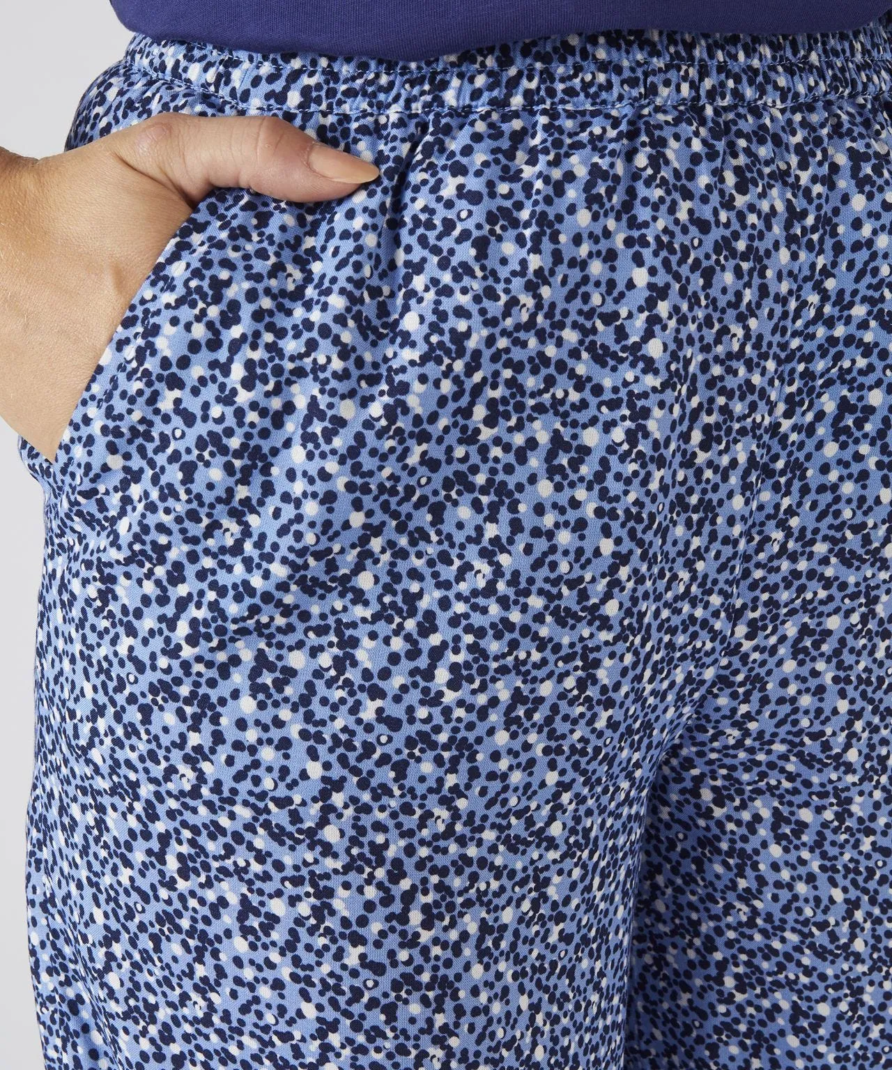 Blue Dots Print Wide-leg Trousers