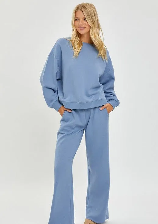 Blue Risen Step Hem Sweatshirt